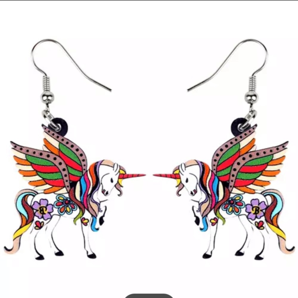 ACRYLIC Earrings Rainbow Unicorn Pegasus Pegacorn